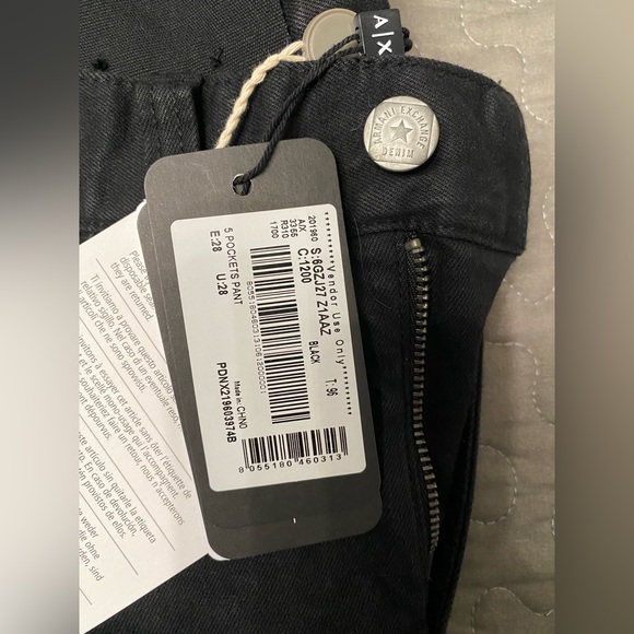 Men’s  Armani Exchange SKINNY BIKER STRETCH COTTON DENIM JEANS, size 28, black - Picture 9 of 10